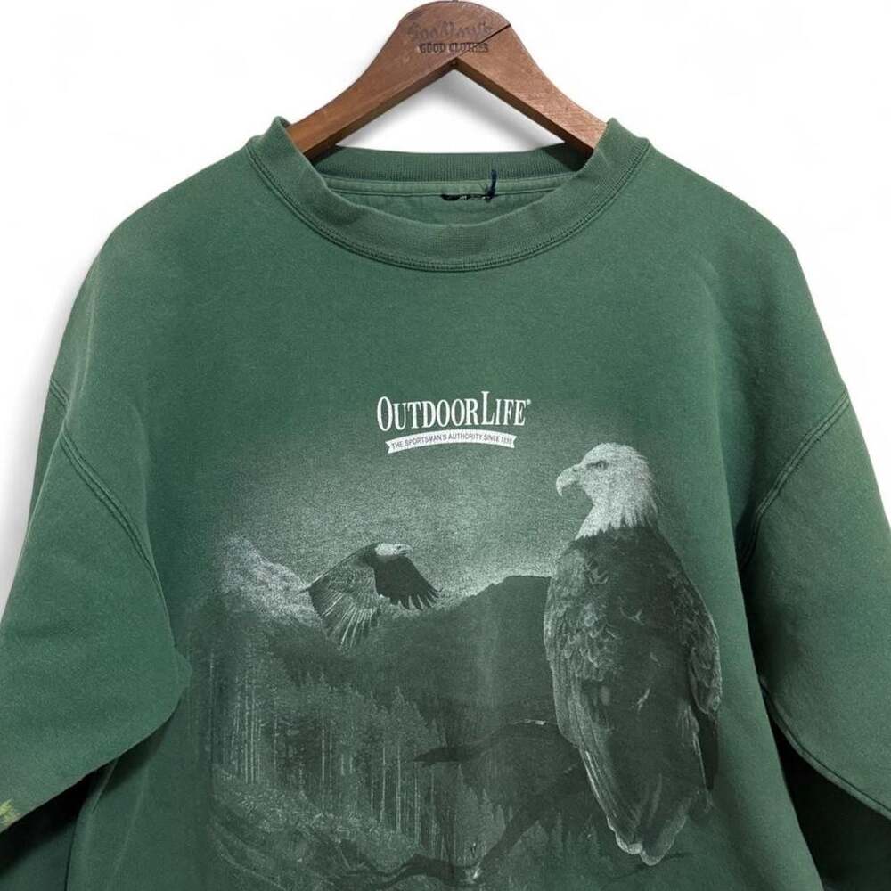 Outdoor Life Vintage Bald Eagle Forest Green Crewneck Sweatshirt